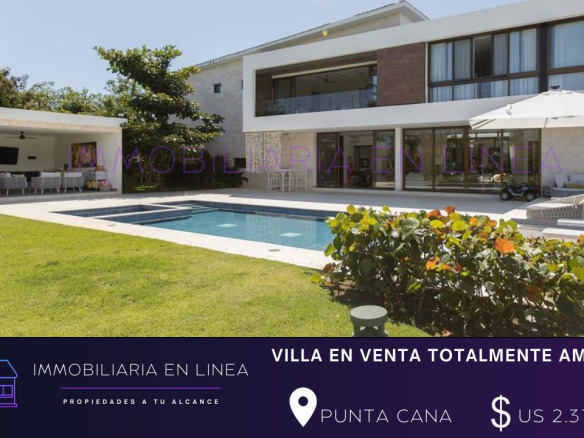 HERMOSA VILLA EN VENTA TOTALMENTE AMUEBLADA EN CAP CANA, PUNTA CANA