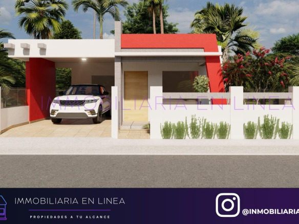 Se vende casa en plano ubicada en la urbanización Alonzo, próximo a la UAPA. Tiene las siguientes características: