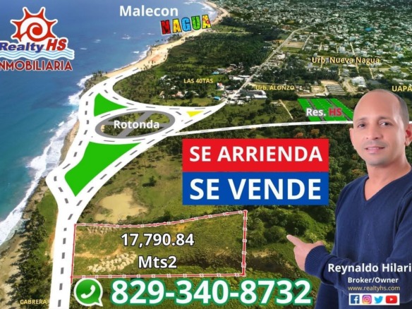 SE ARRIENDA O SE VENDE LOTE DE TERRENO EN LA SALIDA NAGUA CABRERA DE 17,790.84 m2,